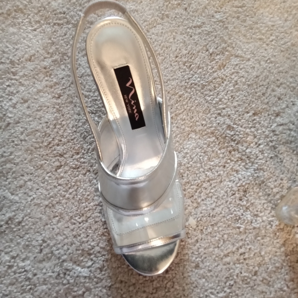 Nina Women's Shimmering Silver Heels